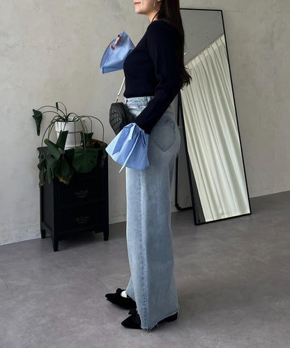 蝴蝶結喇叭袖針織衫