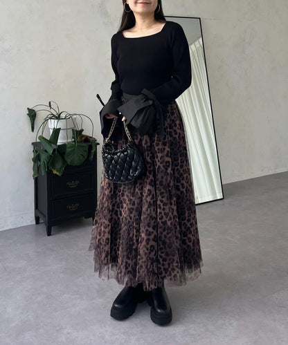 蝴蝶結喇叭袖針織衫