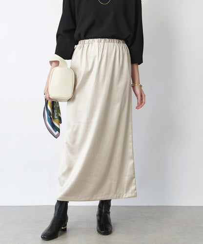 優雅風格亮麵皮革修身半身裙