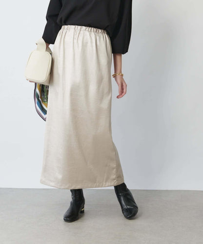 優雅風格亮麵皮革修身半身裙