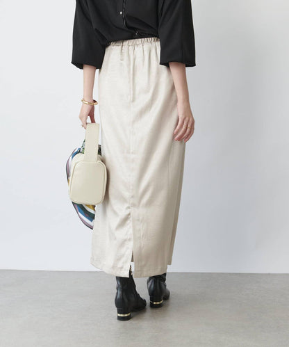 優雅風格亮麵皮革修身半身裙