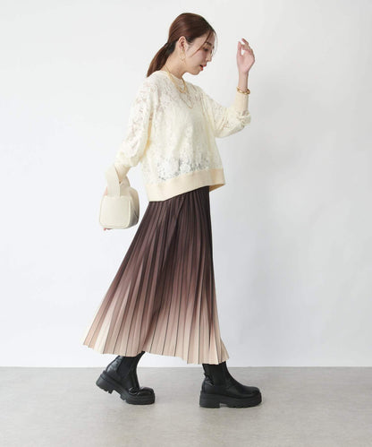 高雅透視感磨毛蕾絲套頭衫