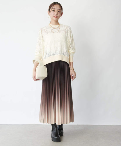 高雅透視感磨毛蕾絲套頭衫