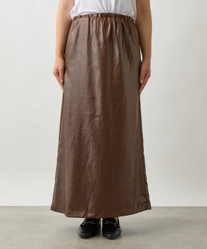 優雅風格亮麵皮革修身半身裙