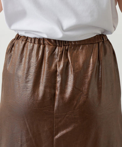 優雅風格亮麵皮革修身半身裙