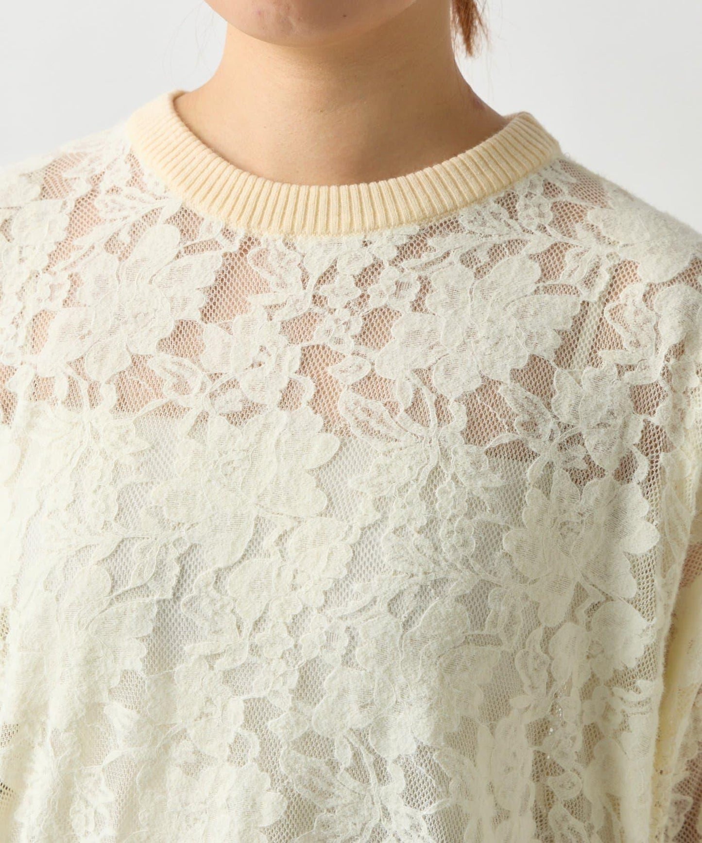高雅透視感磨毛蕾絲套頭衫