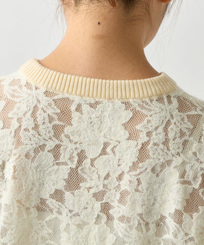 高雅透視感磨毛蕾絲套頭衫