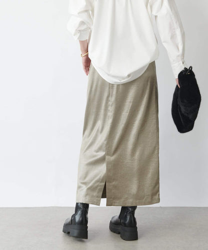 優雅風格亮麵皮革修身半身裙