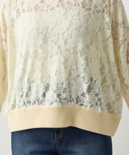 高雅透視感磨毛蕾絲套頭衫
