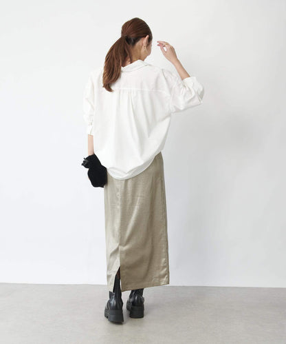 優雅風格亮麵皮革修身半身裙