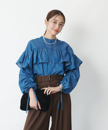 主打單品◎褶皺牛仔襯衫