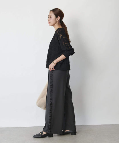 高雅透視感磨毛蕾絲套頭衫