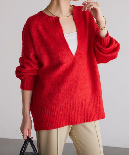 【臀部遮蓋◎】輕盈深V針織衫