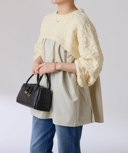 【一件穿出時尚感】拼接編織花紋針織衫