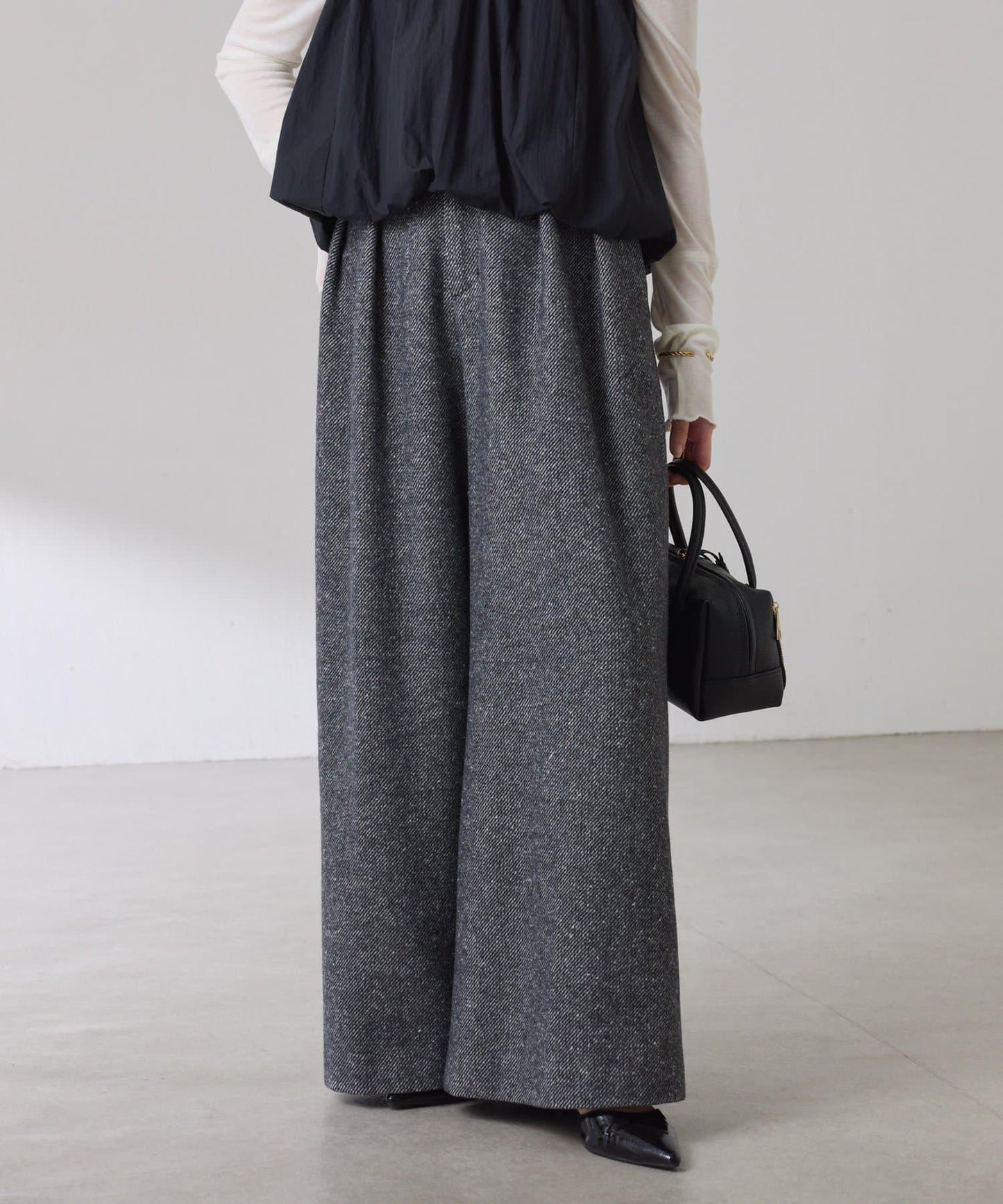 褶皺寬腿褲