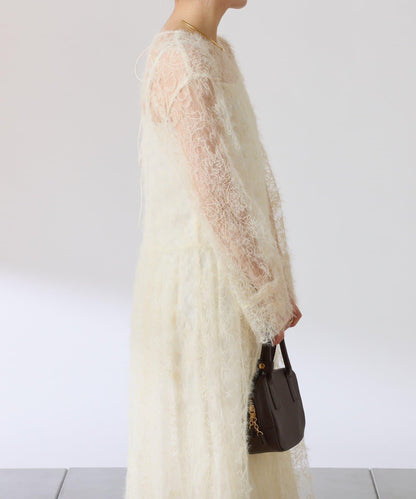 薄紗褶皺連衣裙