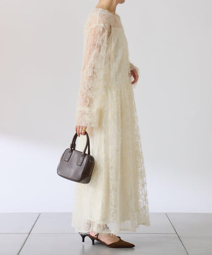 薄紗褶皺連衣裙