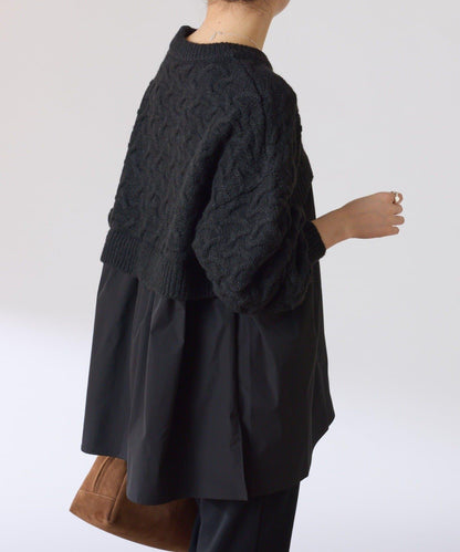 【一件穿出時尚感】拼接編織花紋針織衫