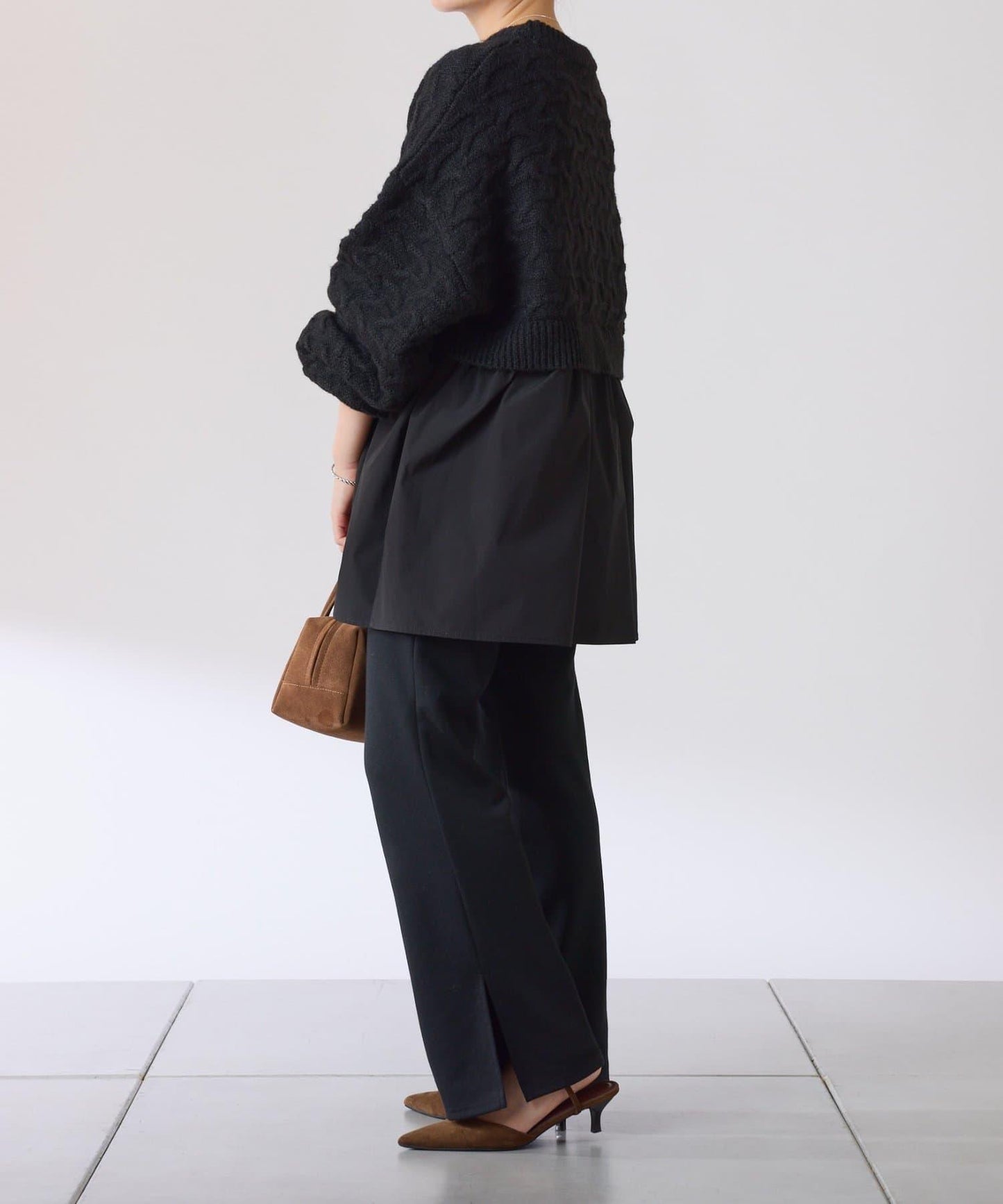 【一件穿出時尚感】拼接編織花紋針織衫