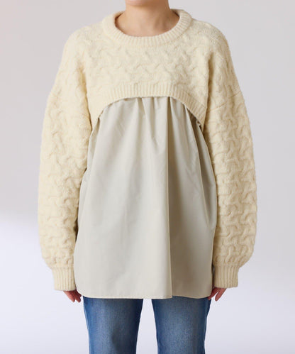 【一件穿出時尚感】拼接編織花紋針織衫