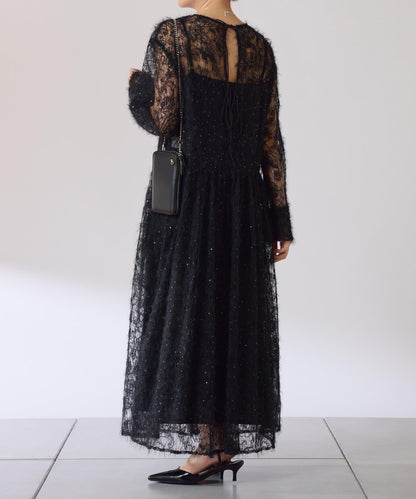 薄紗褶皺連衣裙