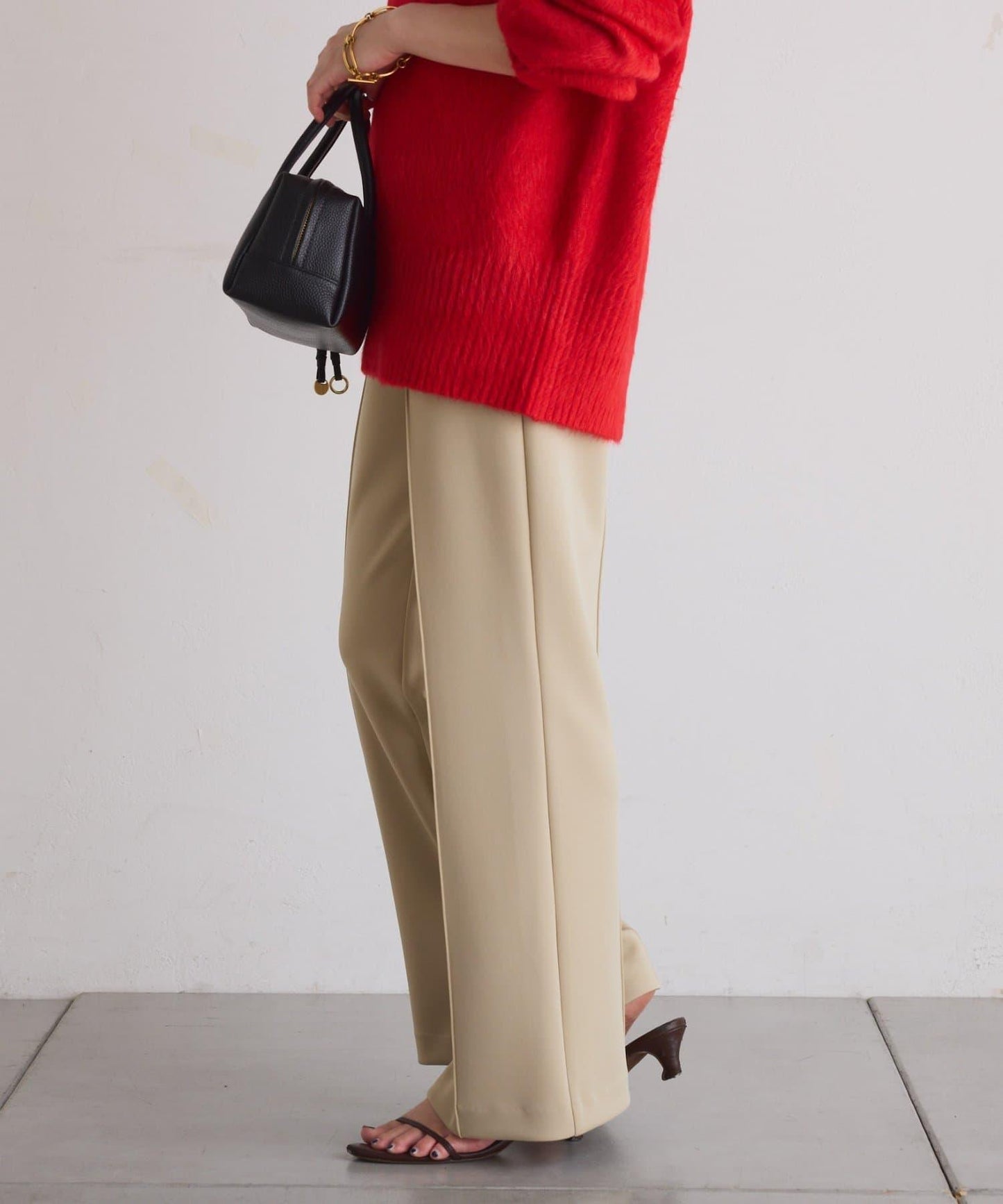 【2尺碼可選/高彈力】壓褶微喇叭褲