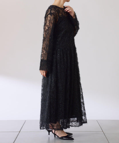 薄紗褶皺連衣裙