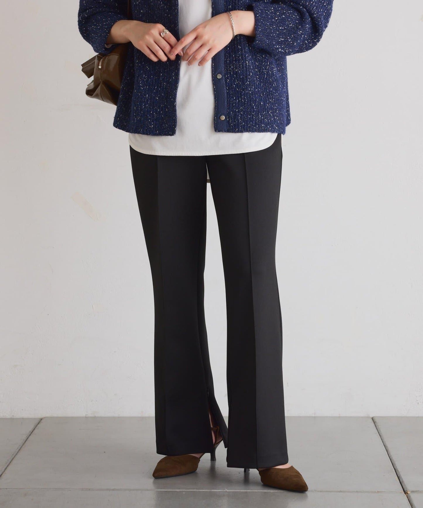 【2尺碼可選/高彈力】壓褶微喇叭褲