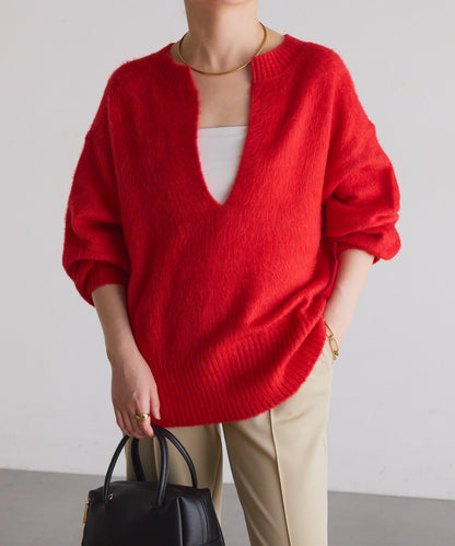 【臀部遮蓋◎】輕盈深V針織衫