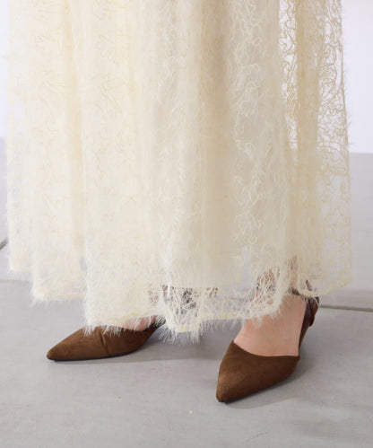 薄紗褶皺連衣裙