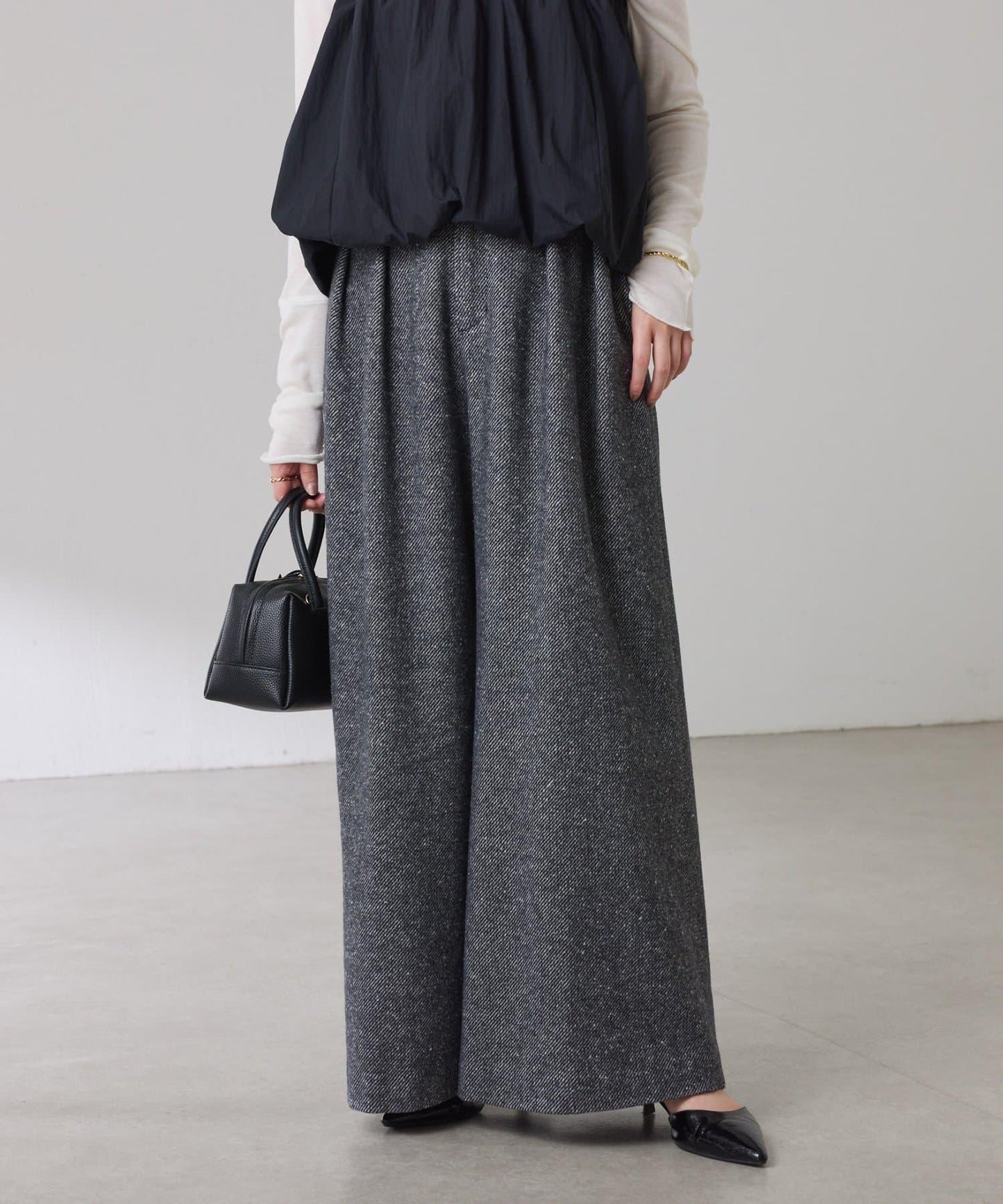 褶皺寬腿褲
