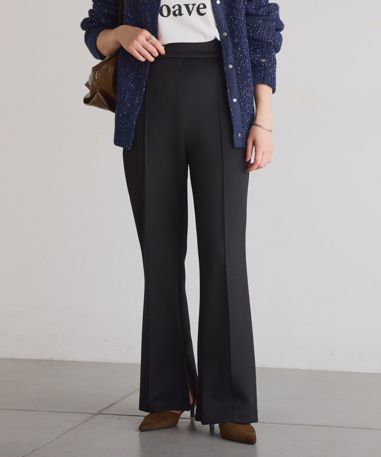 【2尺碼可選/高彈力】壓褶微喇叭褲