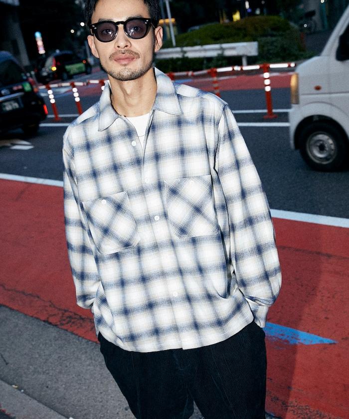 法蘭絨九分袖工裝襯衫