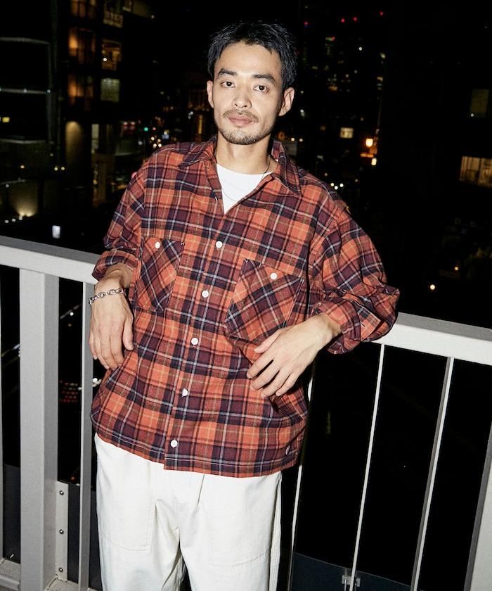 法蘭絨九分袖工裝襯衫