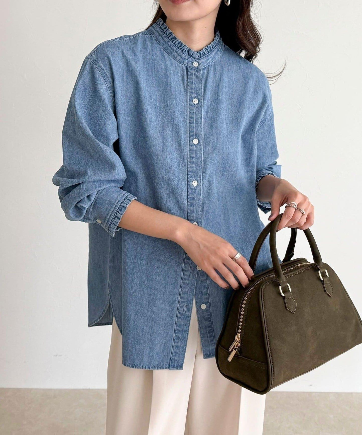 立領荷葉邊襯衫