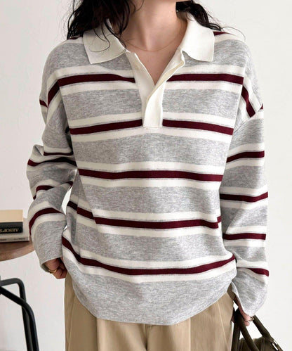 條紋針織套頭衫