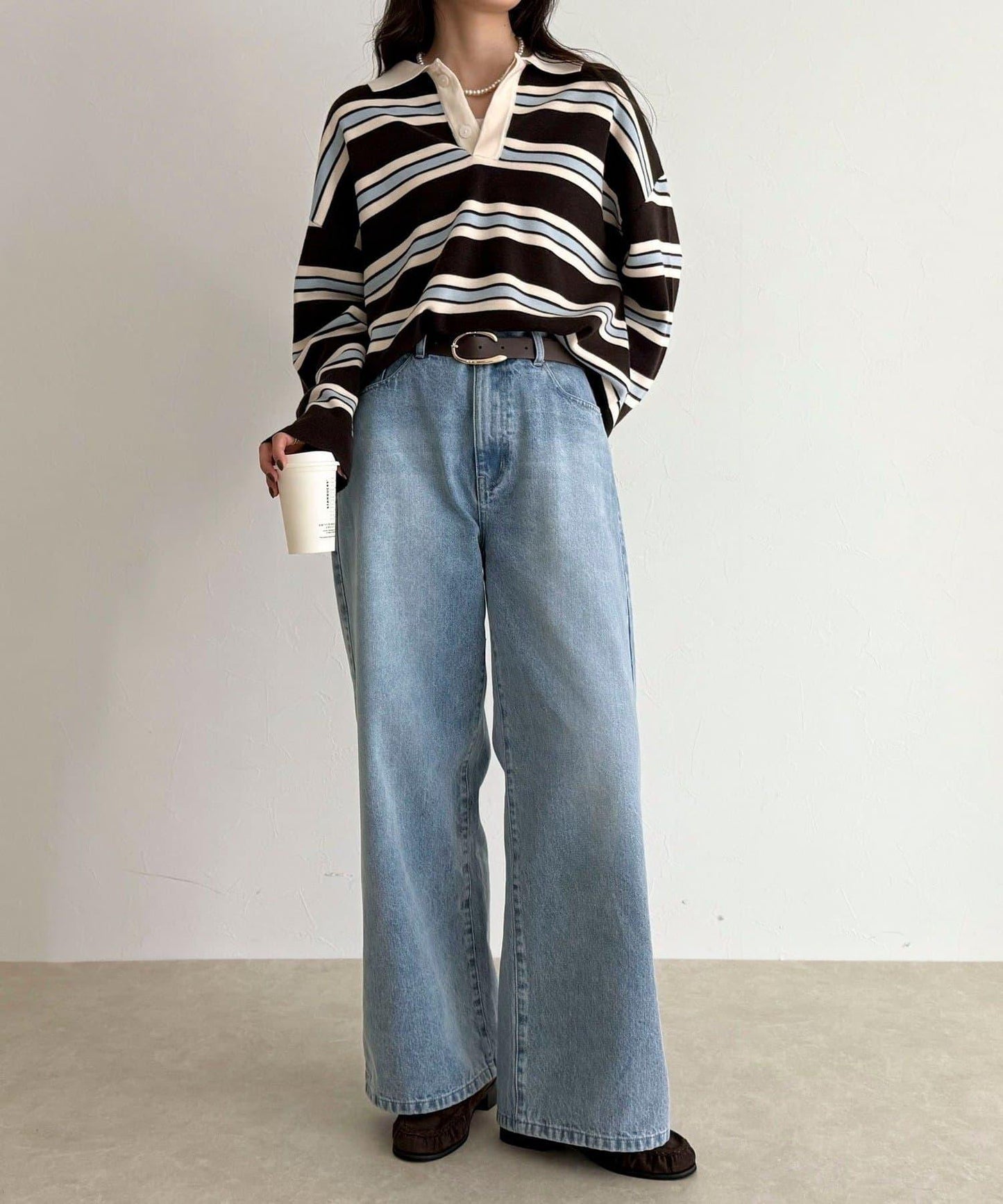 條紋針織套頭衫