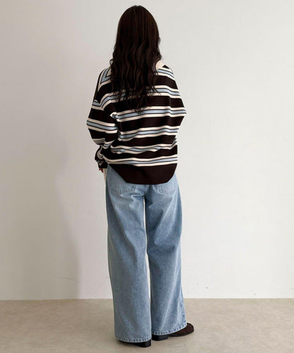 條紋針織套頭衫