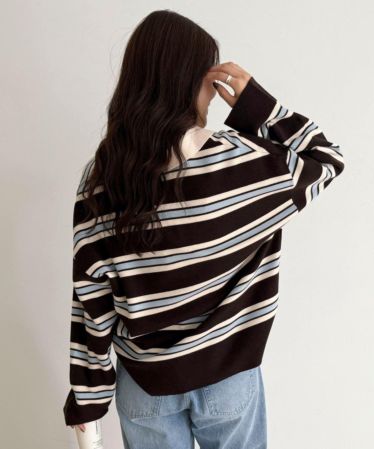 條紋針織套頭衫