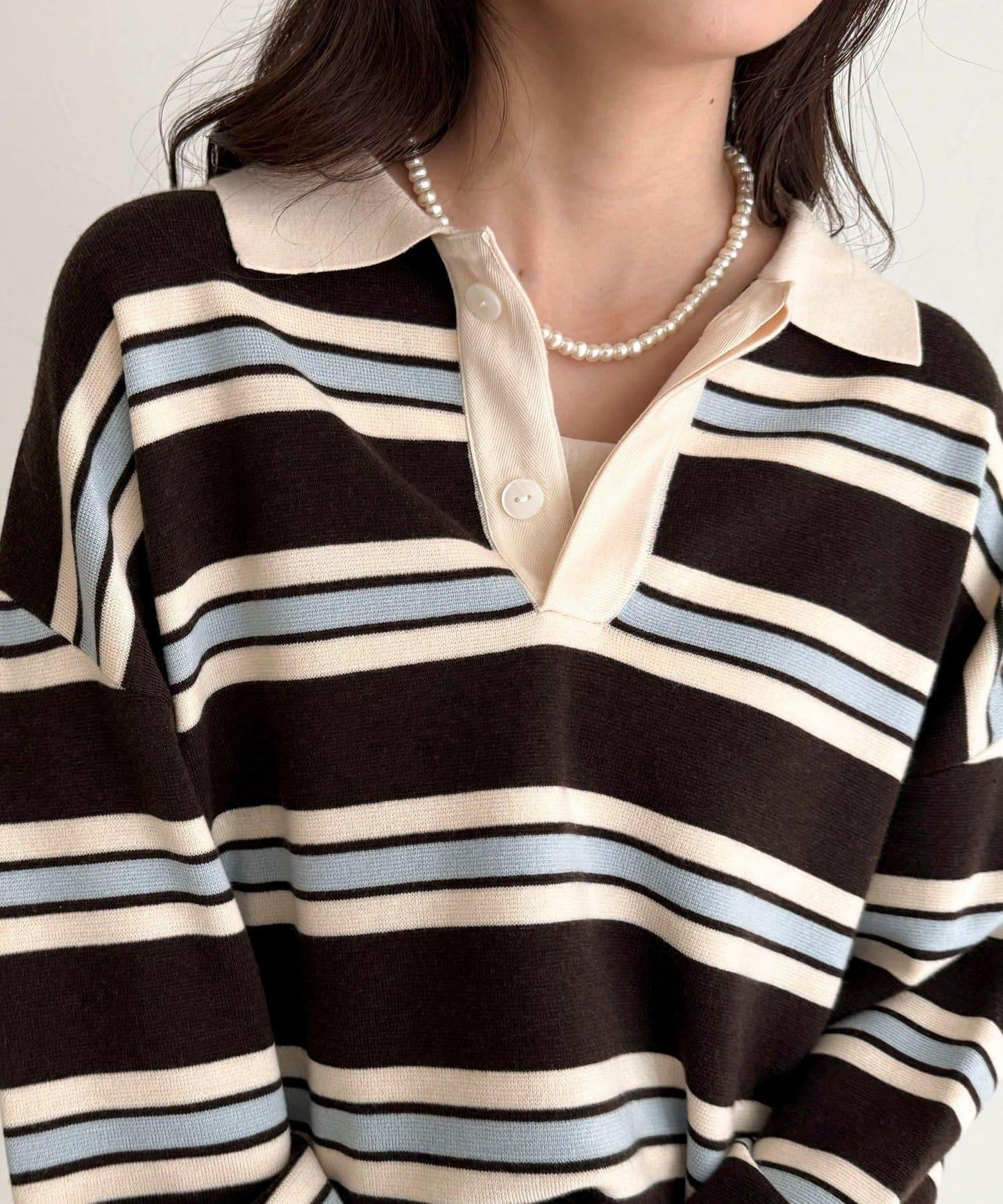 條紋針織套頭衫