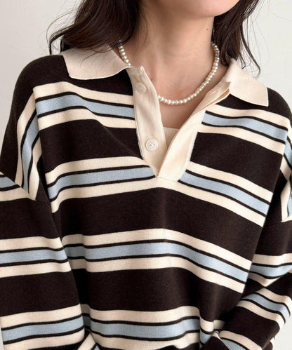 條紋針織套頭衫