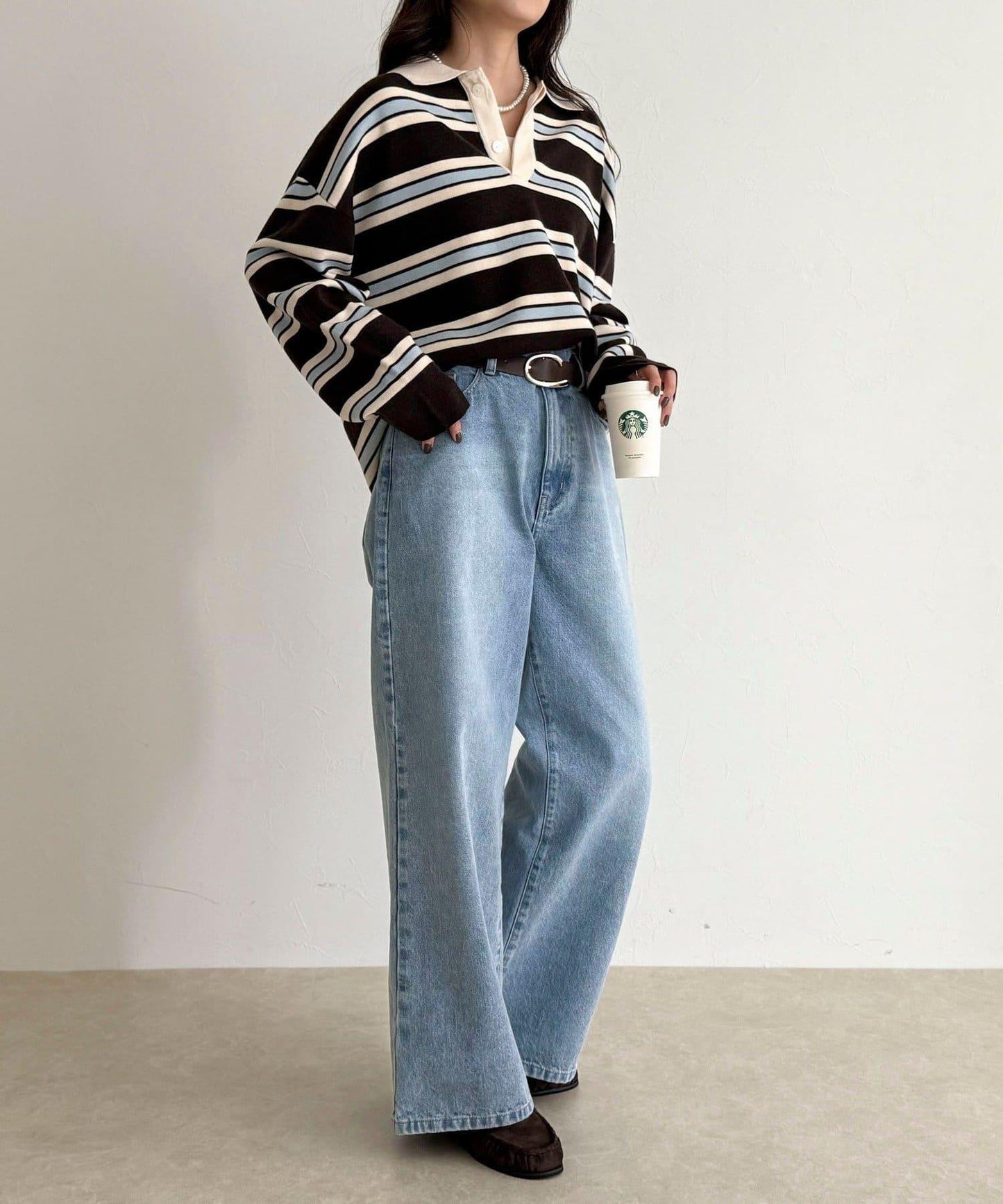 條紋針織套頭衫