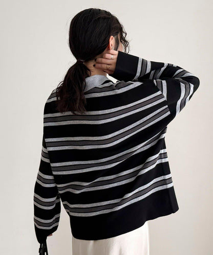 條紋針織套頭衫