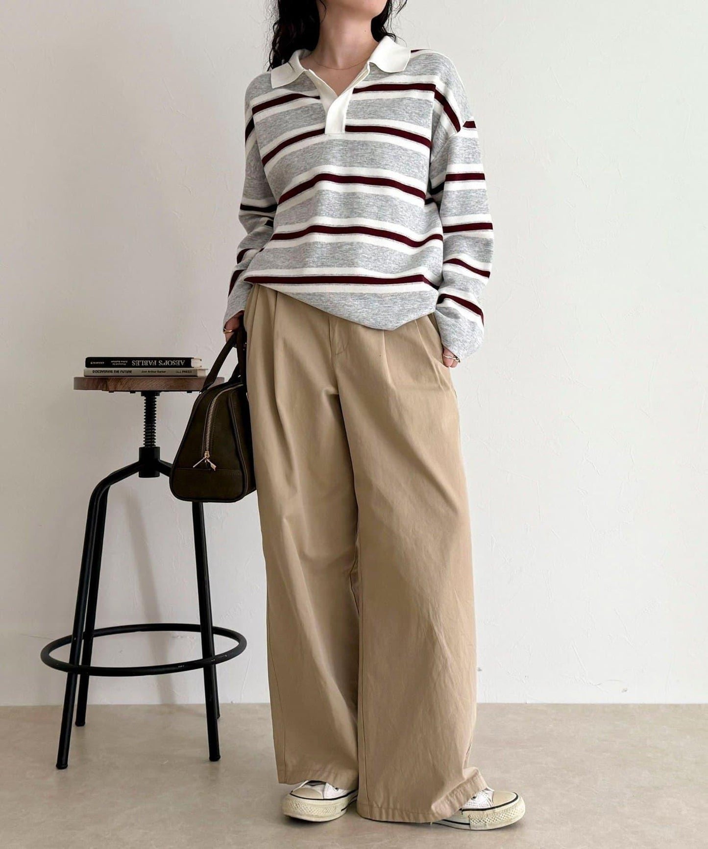 條紋針織套頭衫