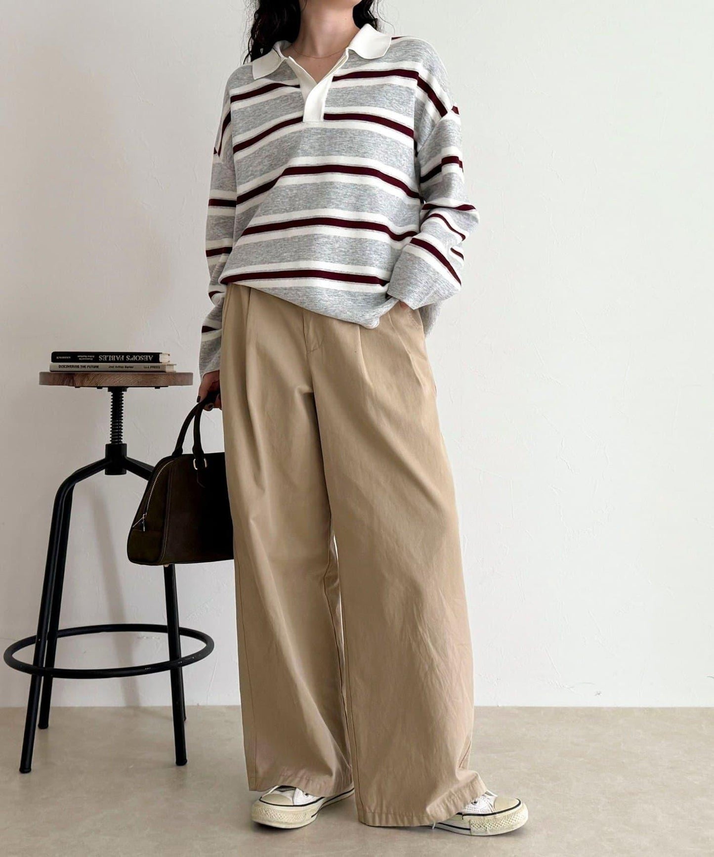 條紋針織套頭衫