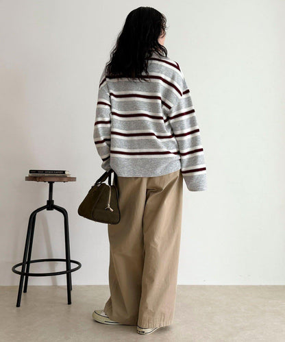 條紋針織套頭衫