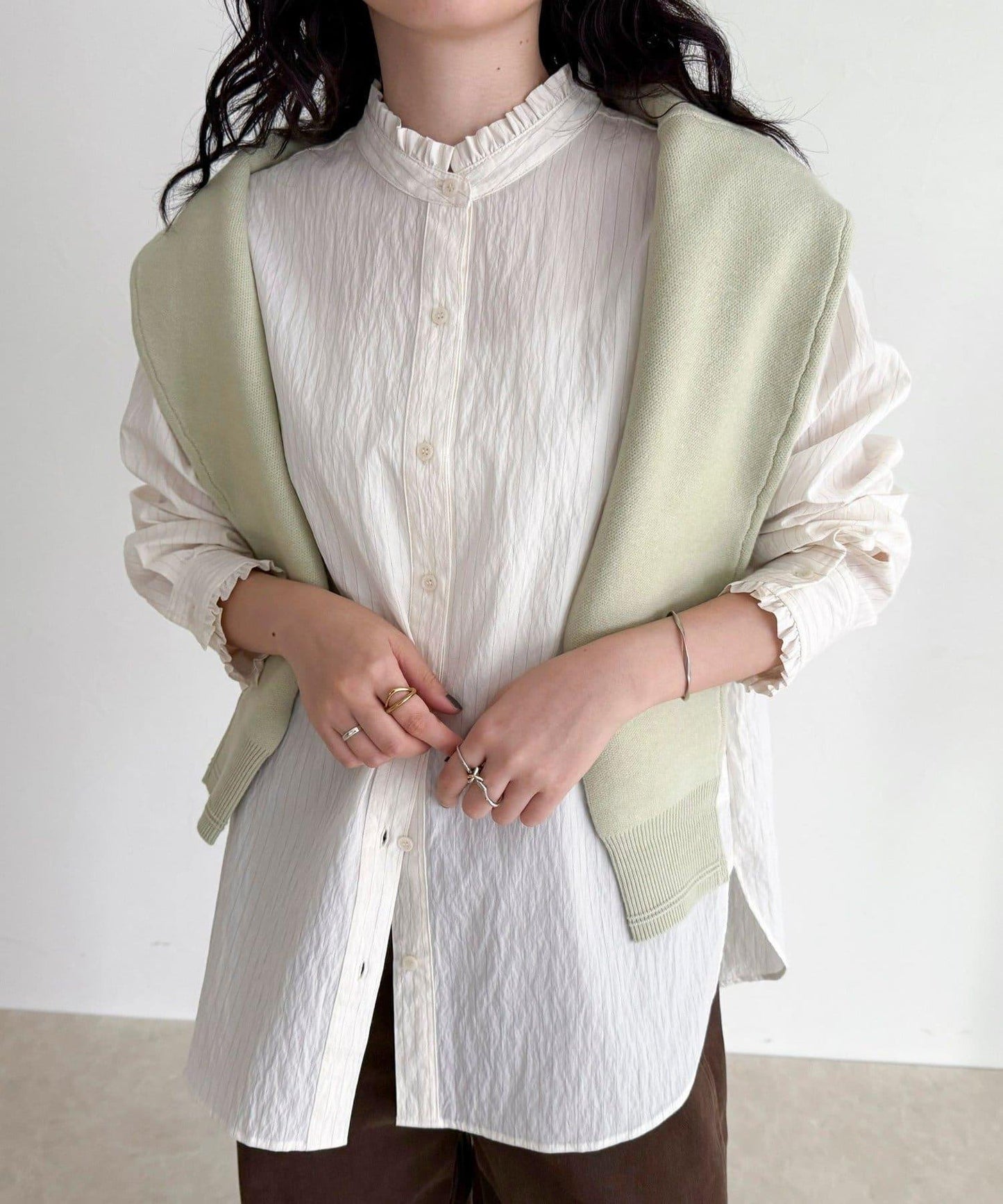 立領荷葉邊襯衫