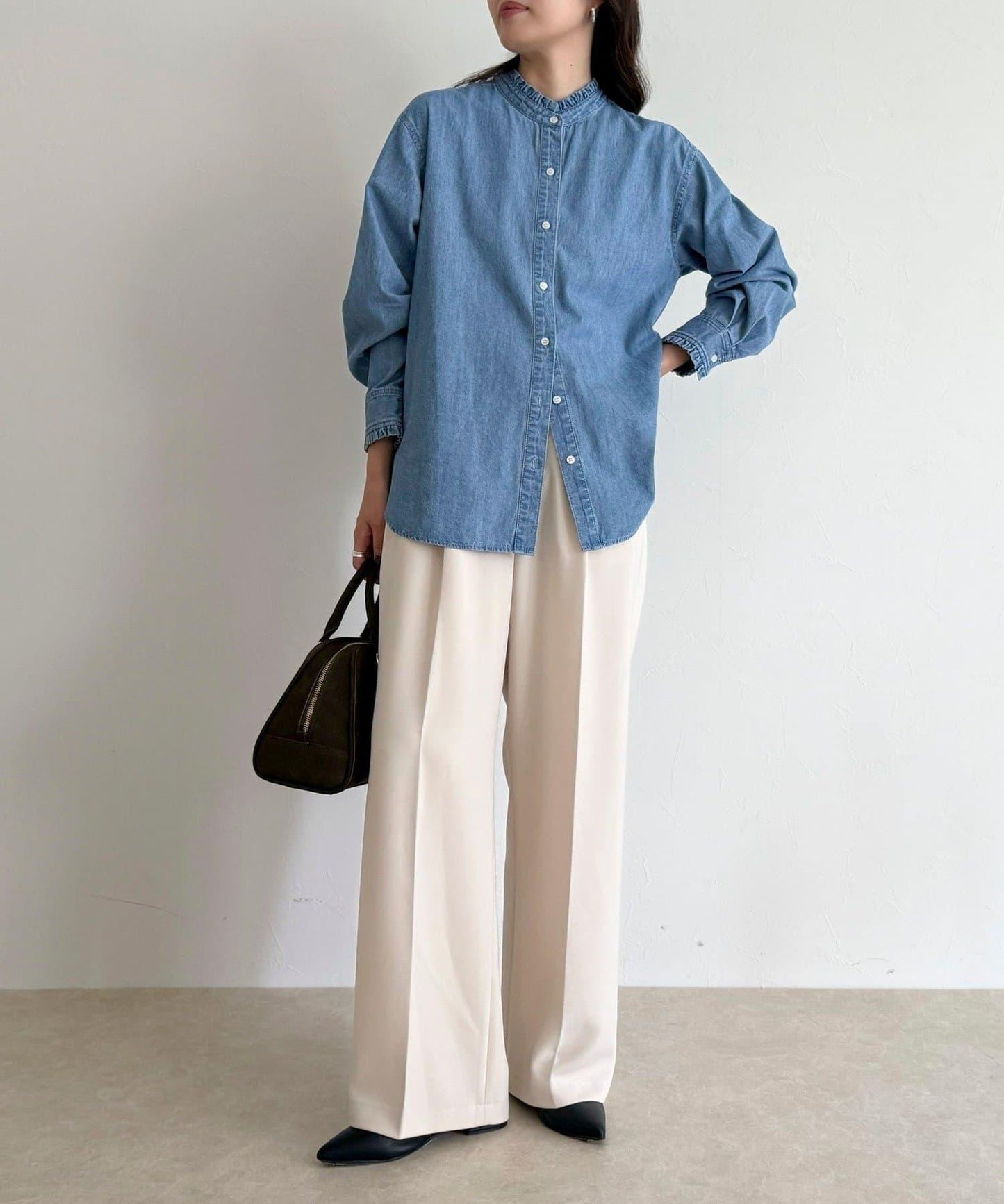 立領荷葉邊襯衫