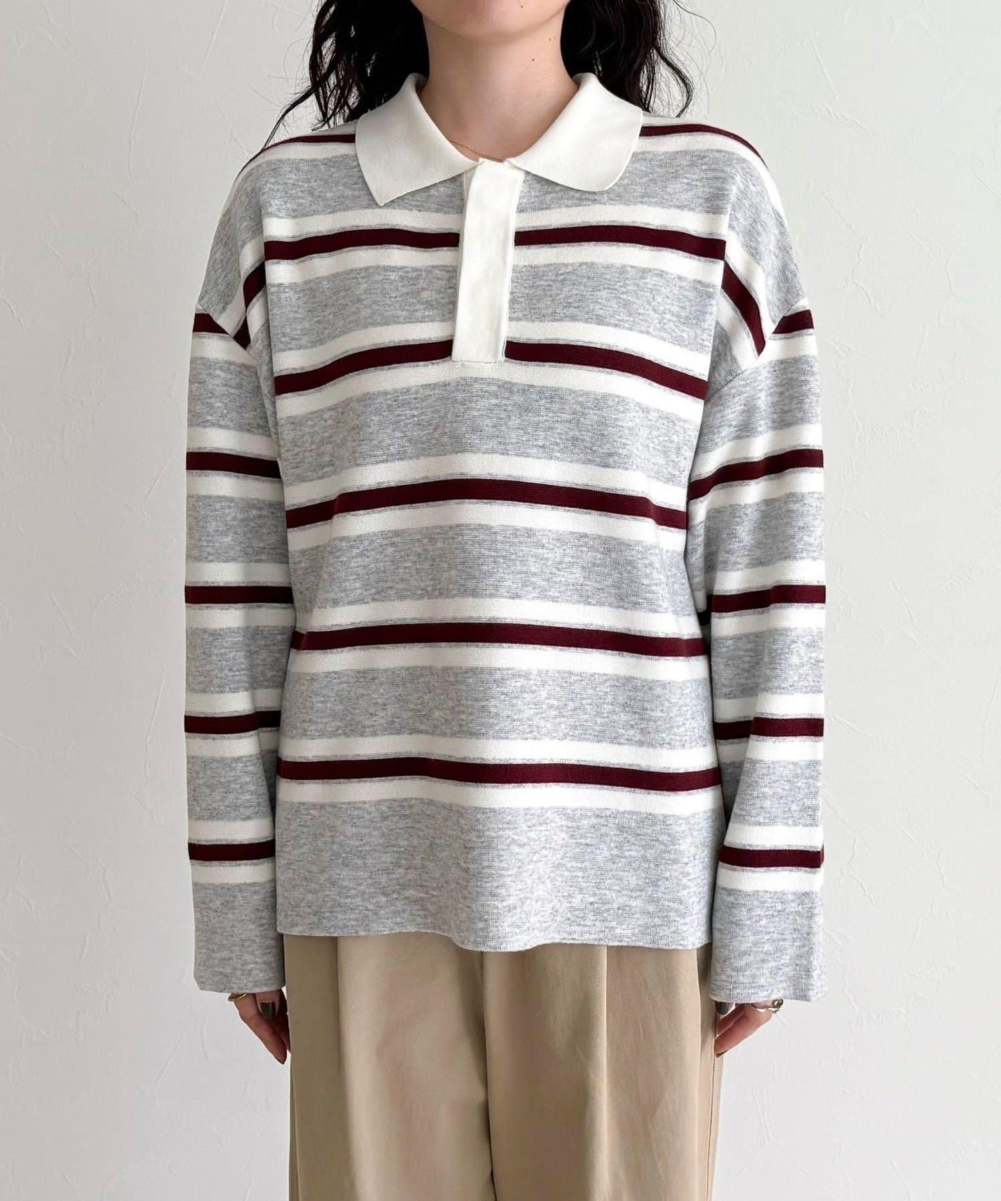 條紋針織套頭衫