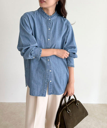 立領荷葉邊襯衫